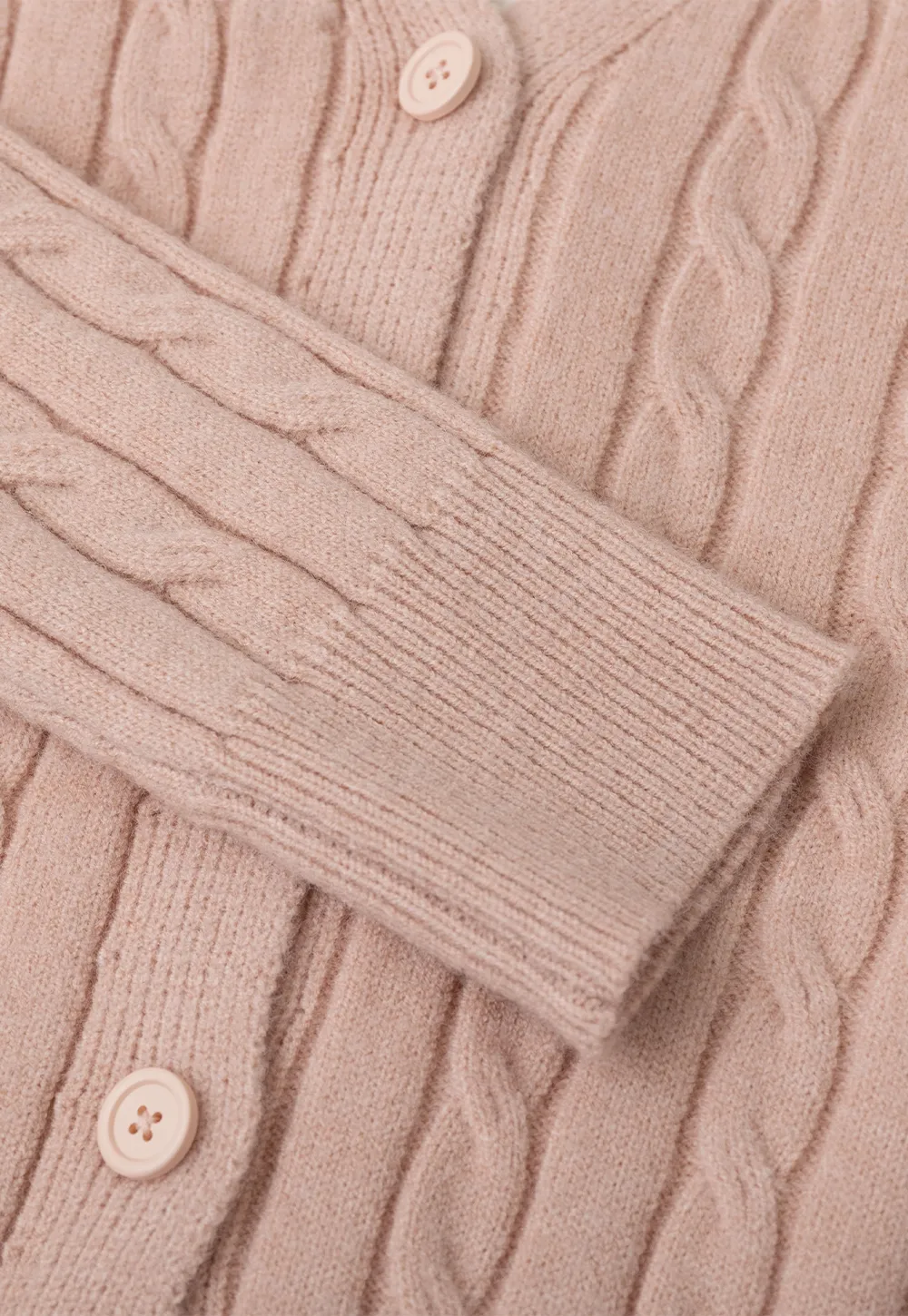 Cable Knit V Neck Button Front Cardigan