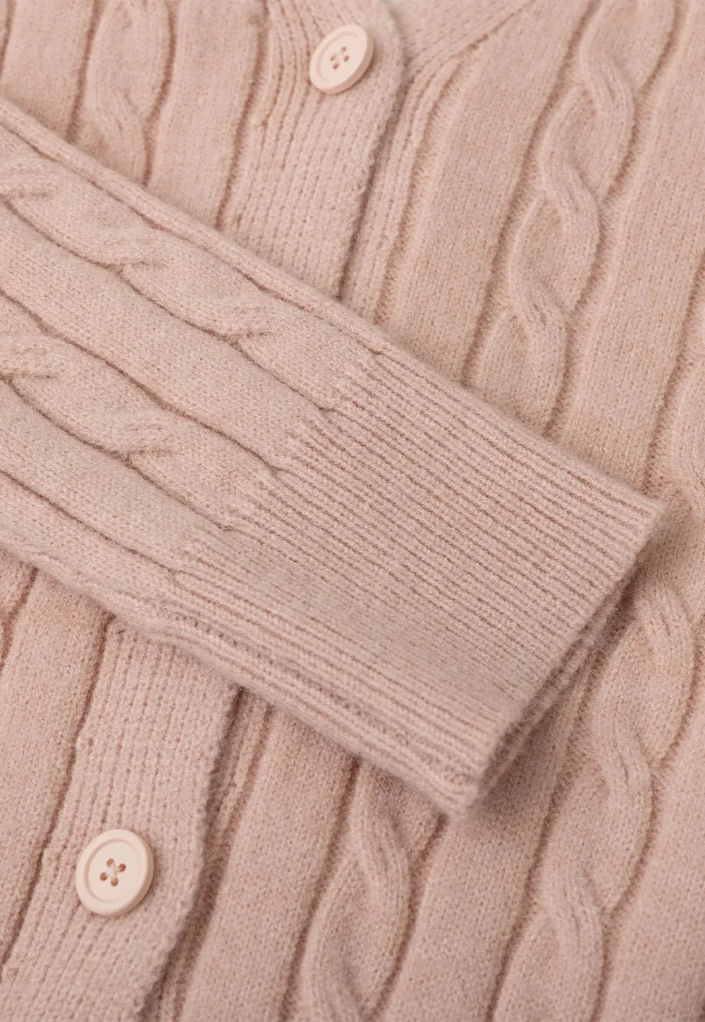Cable Knit V Neck Button Front Cardigan