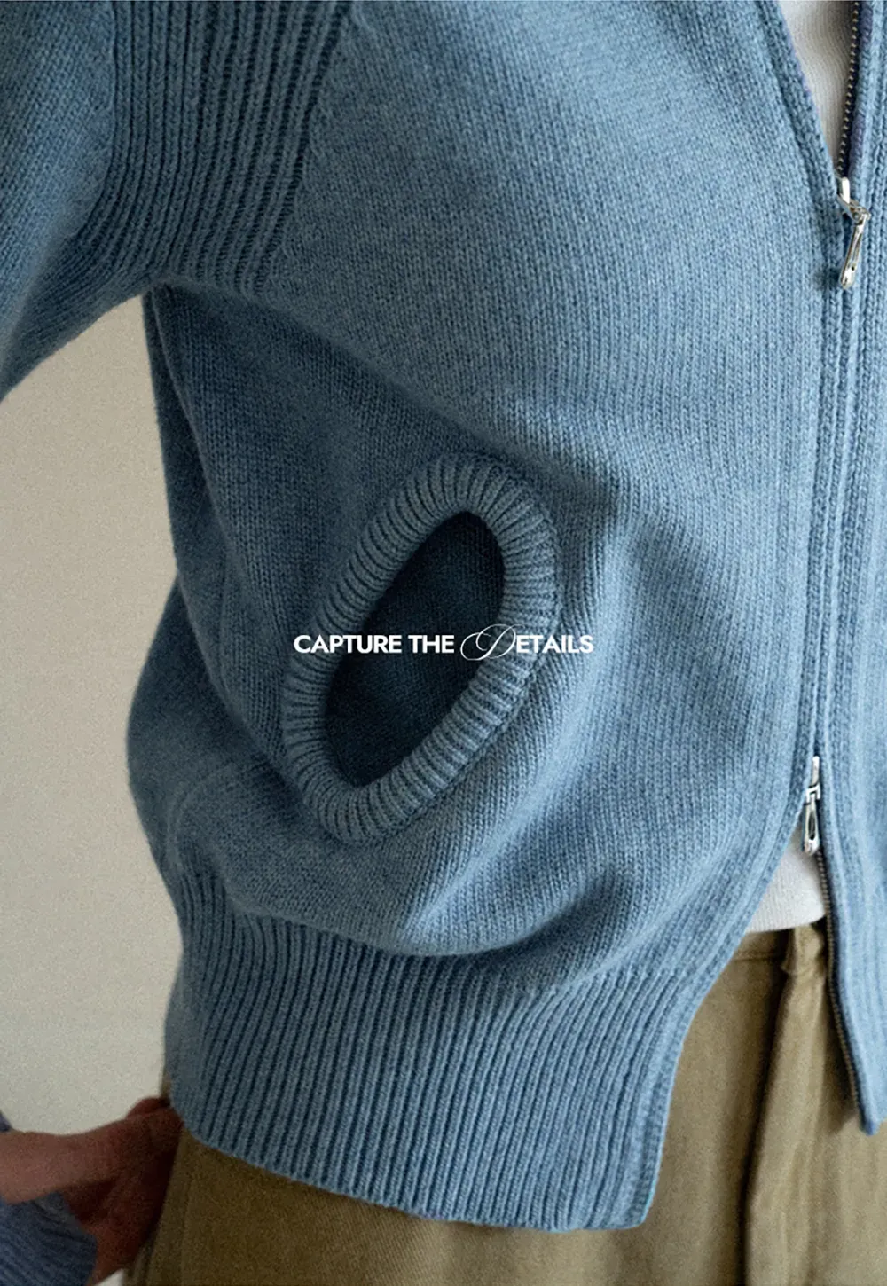 Ribbed Knit Hooded Zip Front Cardigan