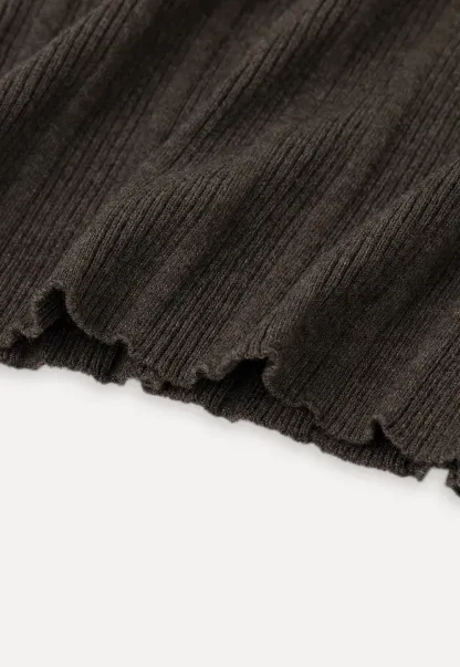 Ribbed Knit Sweater with Bow Shoulder Detail