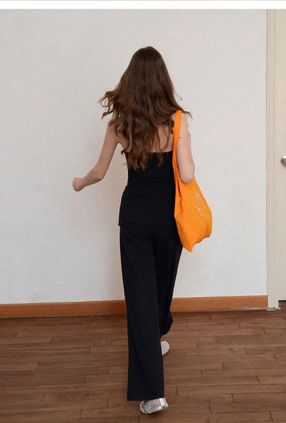 Tube Top with Drawstring Waist and Wide Leg Casual Pants