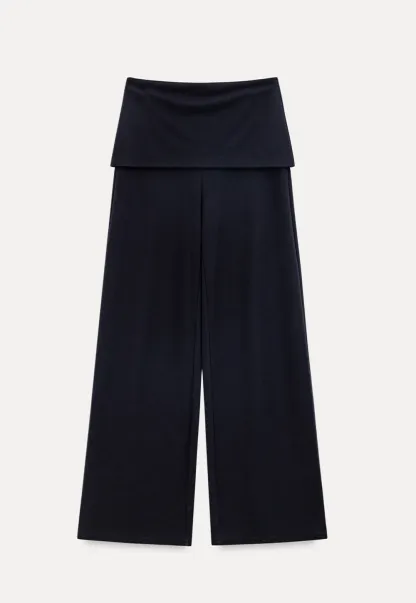 Tube Top with Drawstring Waist and Wide Leg Casual Pants