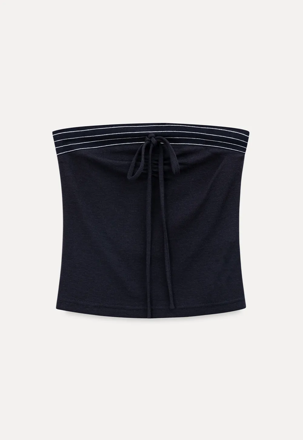 Tube Top with Drawstring Waist and Wide Leg Casual Pants