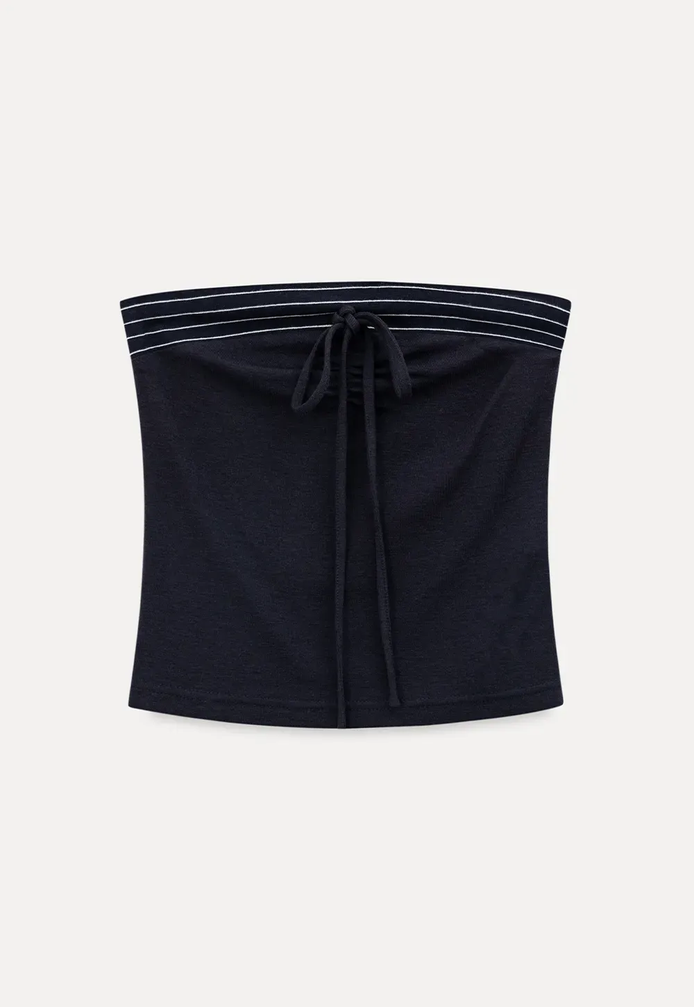 Tube Top with Drawstring Waist and Wide Leg Casual Pants