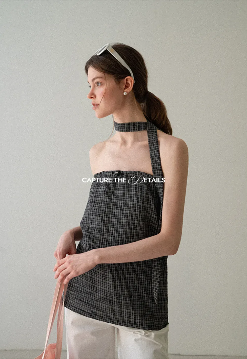 Checkered Halter Neck Tube Top