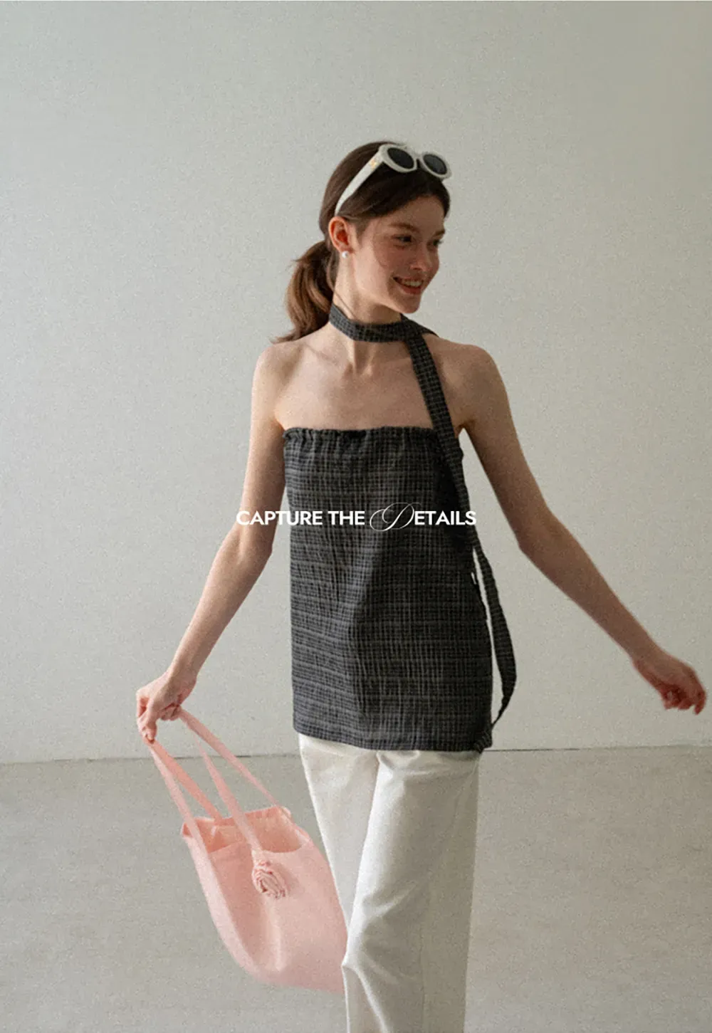 Checkered Halter Neck Tube Top