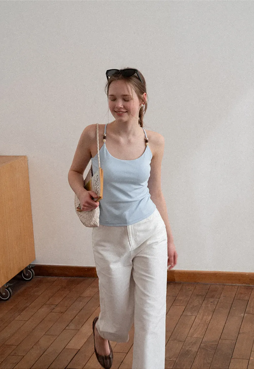 Wide leg jeans with embroidered hem details