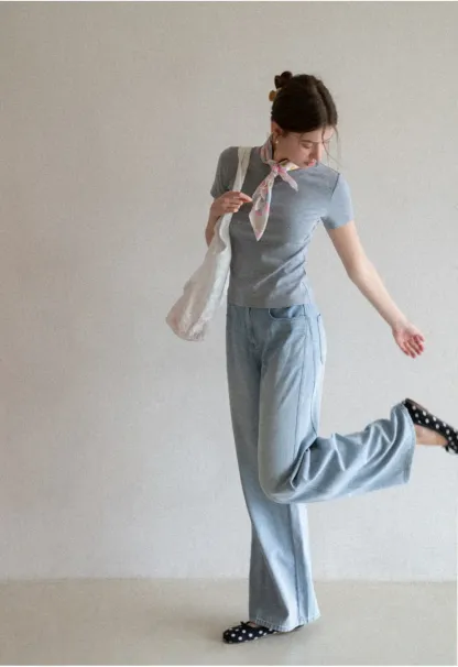 Wide Leg High Waist Denim Jeans