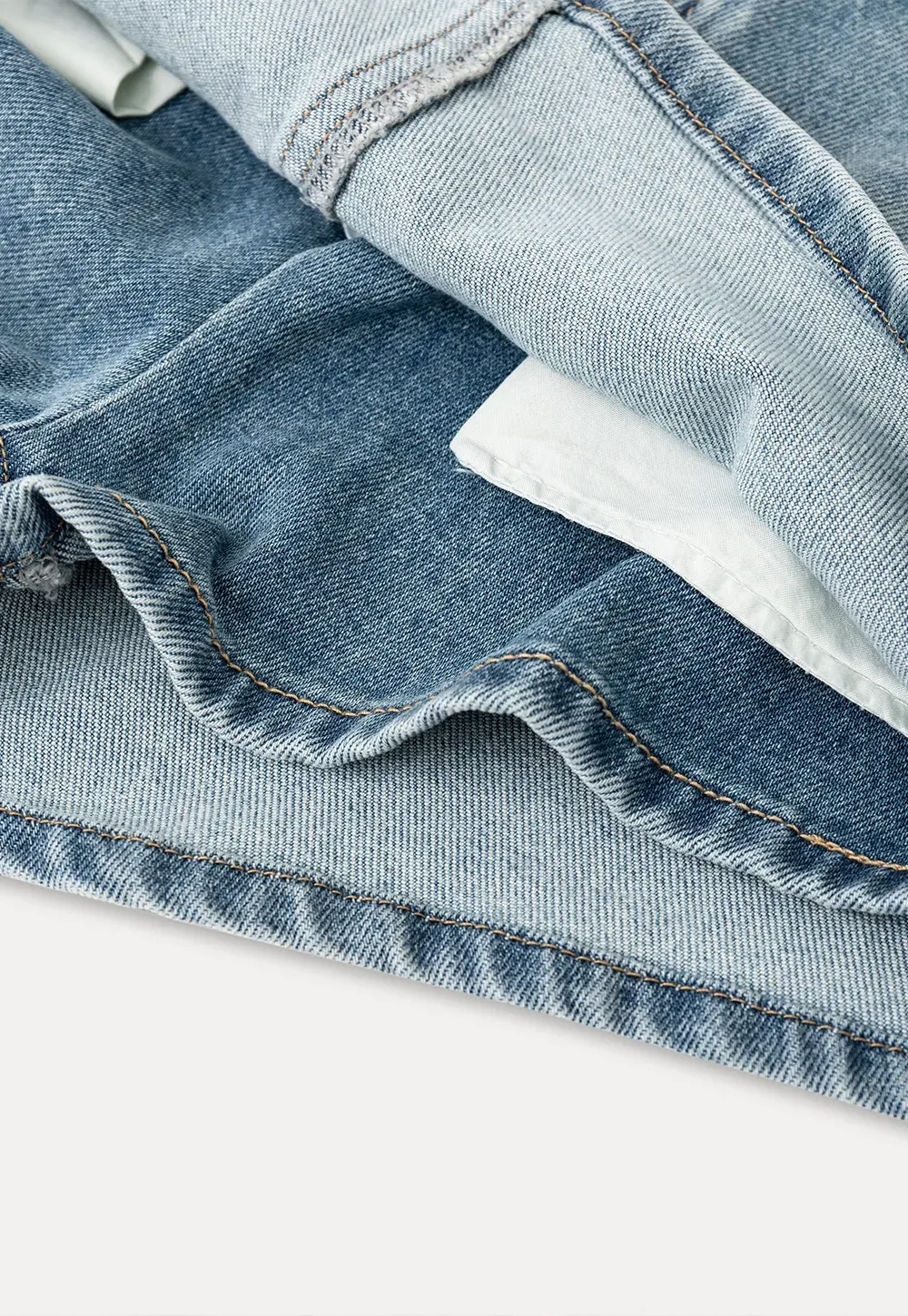 High Waist Denim Mini Skirt with Belt Loop