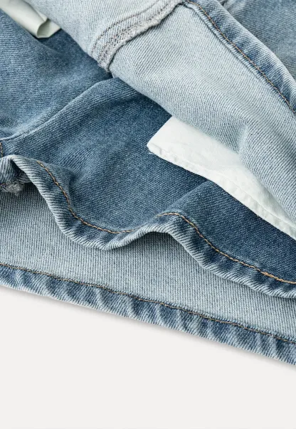 High Waist Denim Mini Skirt with Belt Loop