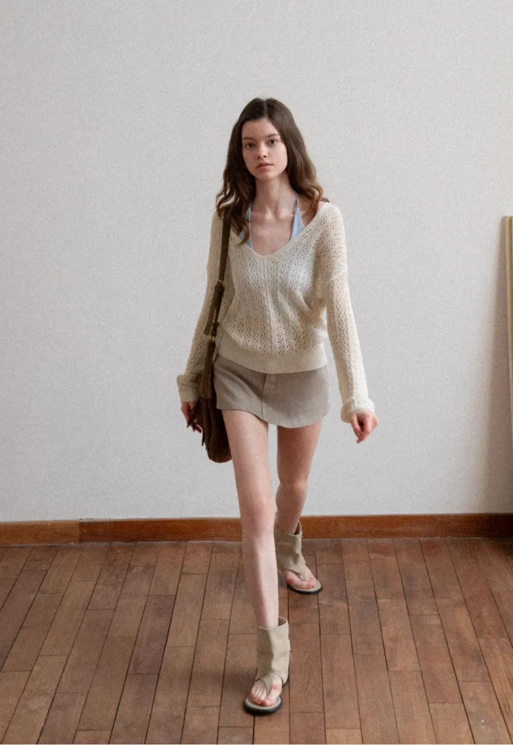 High Waist Denim Mini Skirt with Belt Loop