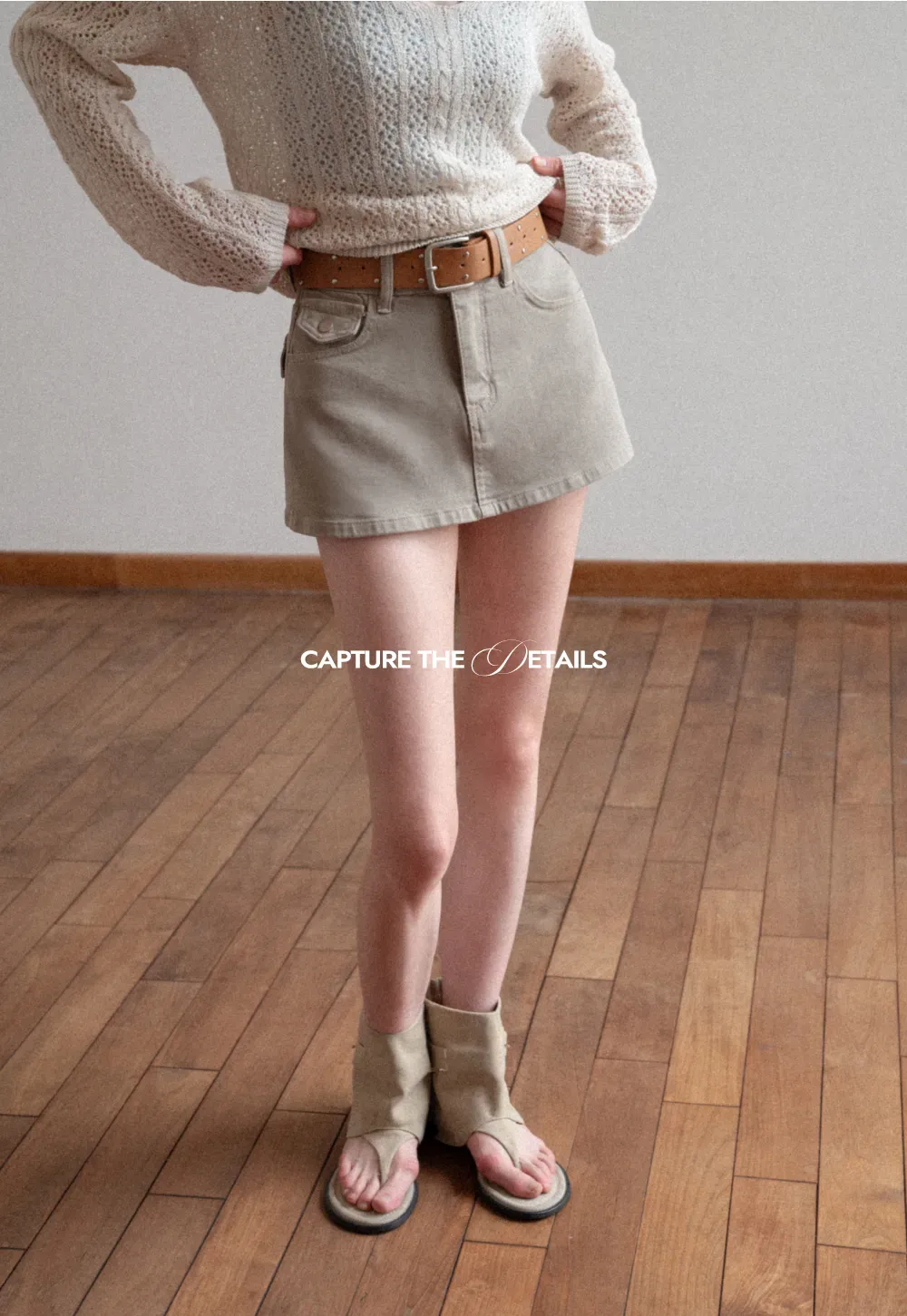 High Waist Denim Mini Skirt with Belt Loop