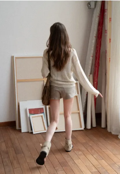 High Waist Denim Mini Skirt with Belt Loop