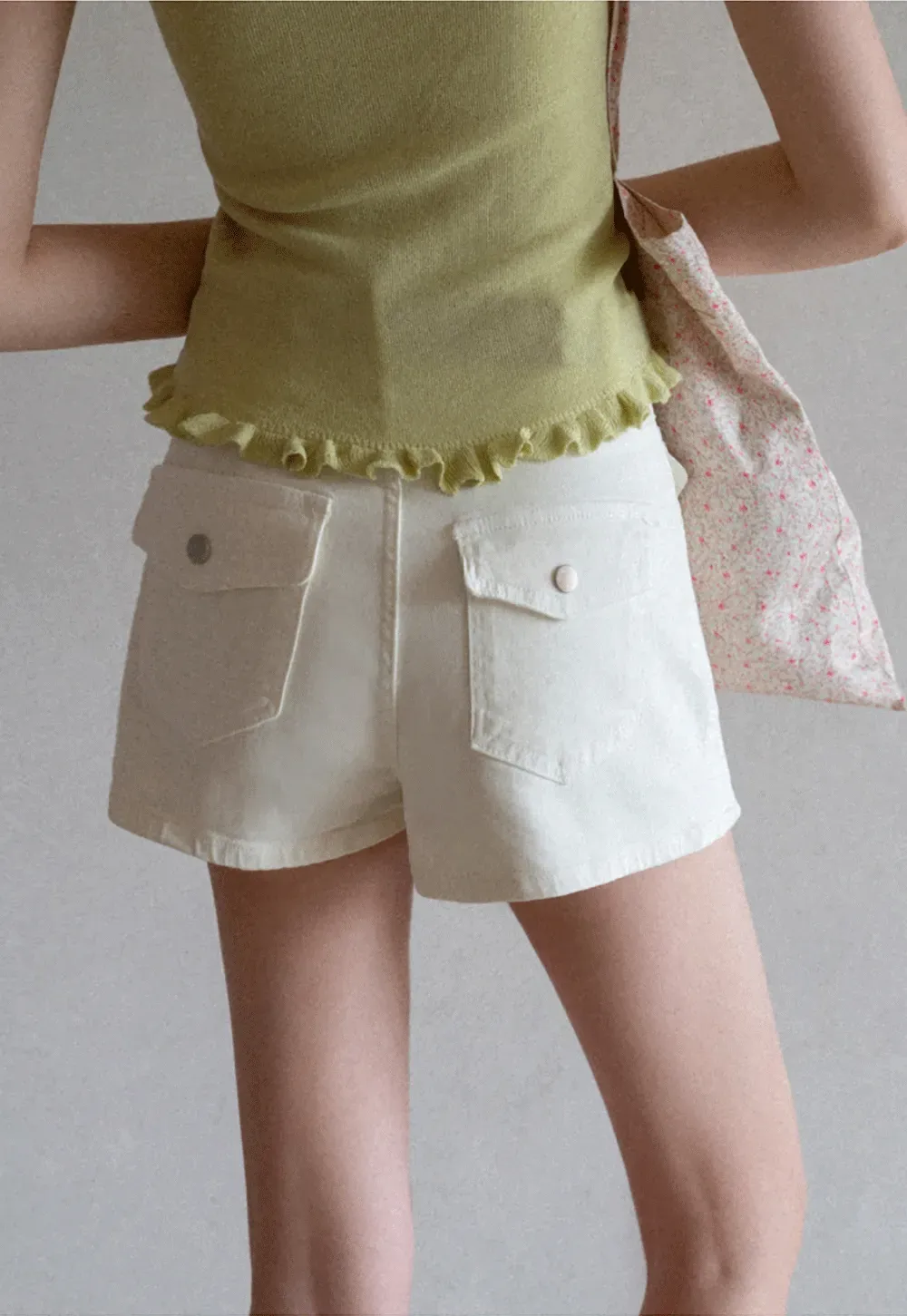 High Waist Denim Mini Skirt with Belt Loop