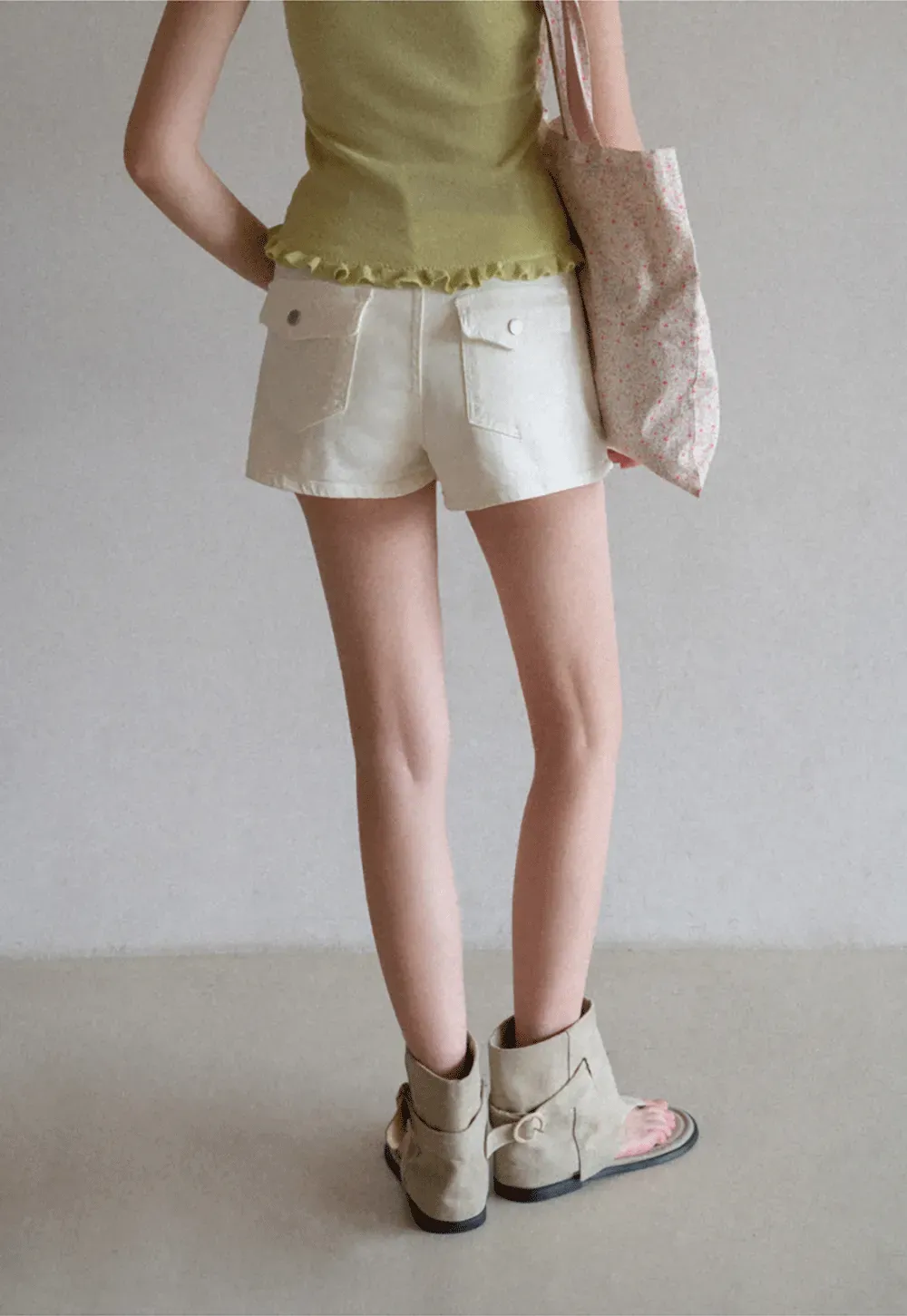 High Waist Denim Mini Skirt with Belt Loop