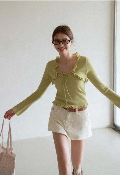 High Waist Denim Mini Skirt with Belt Loop