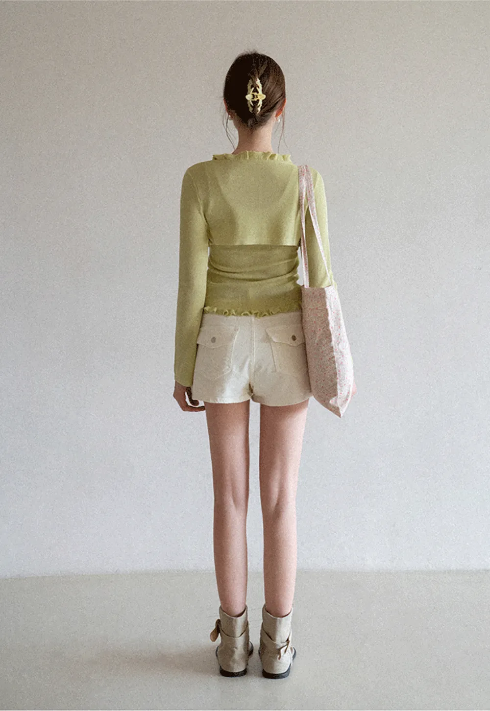 High Waist Denim Mini Skirt with Belt Loop