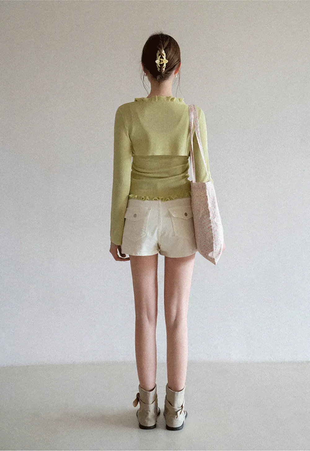 High Waist Denim Mini Skirt with Belt Loop