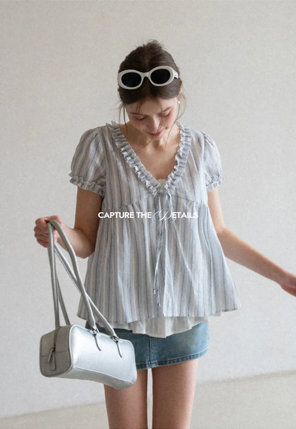 High Waist Denim Mini Skirt with Belt Loop