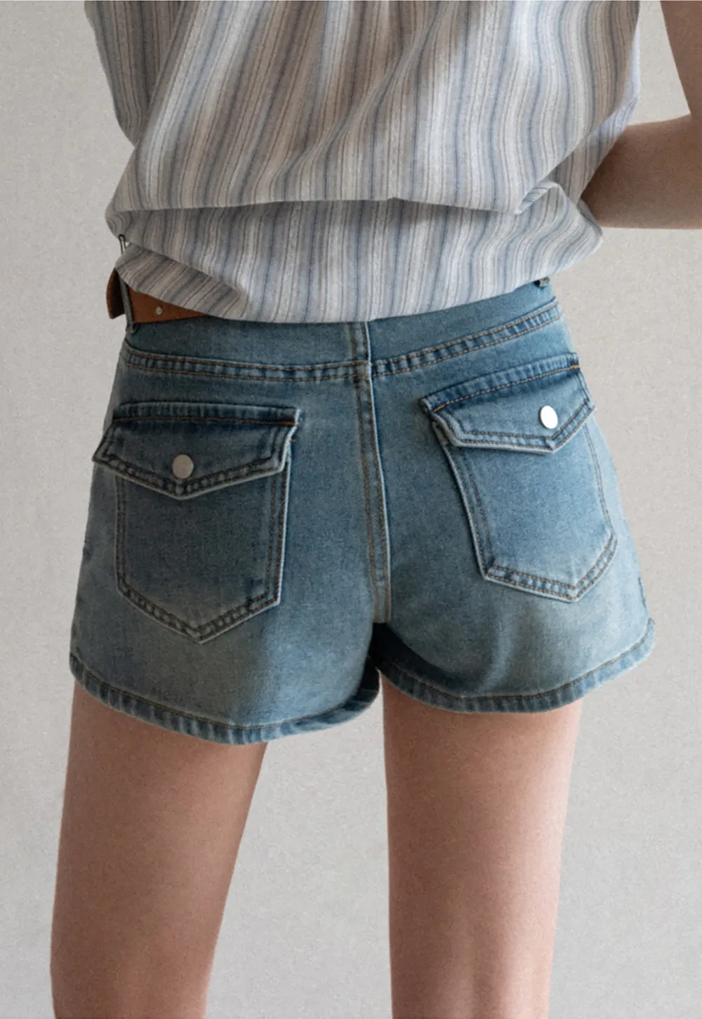 High Waist Denim Mini Skirt with Belt Loop