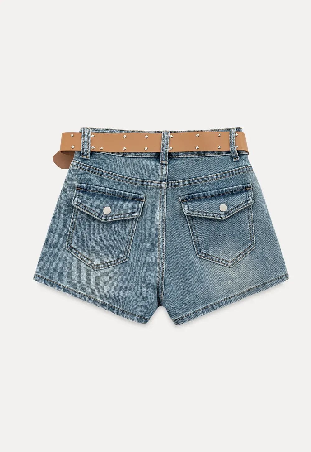 High Waist Denim Mini Skirt with Belt Loop