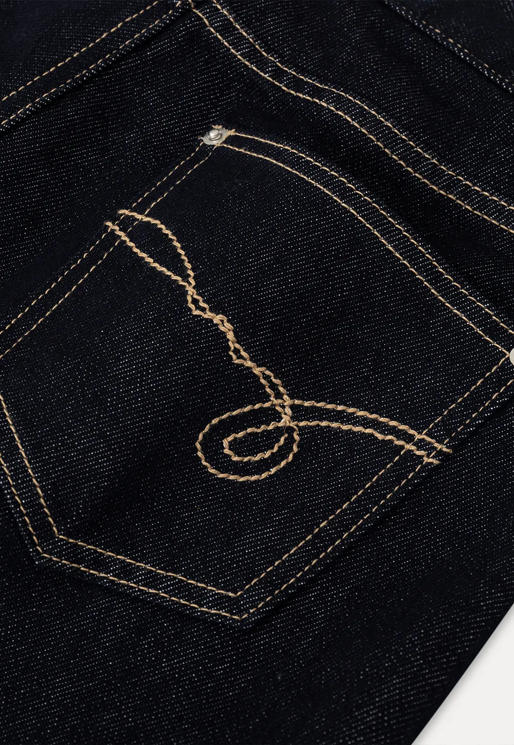 Wide leg cropped denim pants with contrast stitching