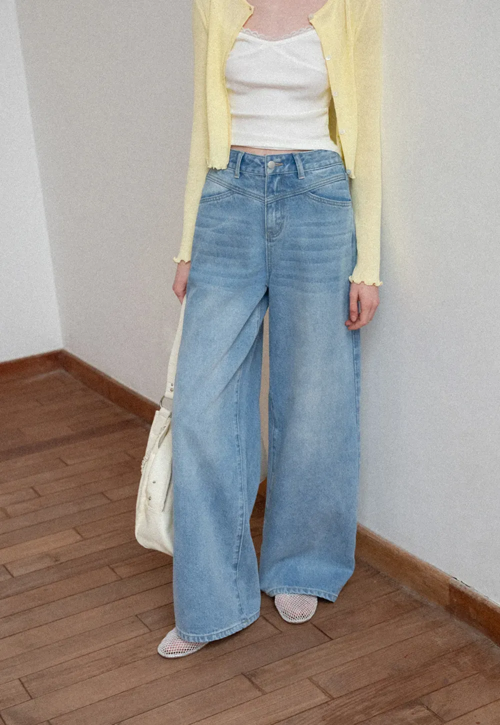 High Waist Wide Leg Denim Jeans