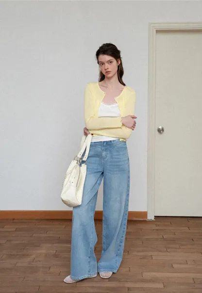 High Waist Wide Leg Denim Jeans