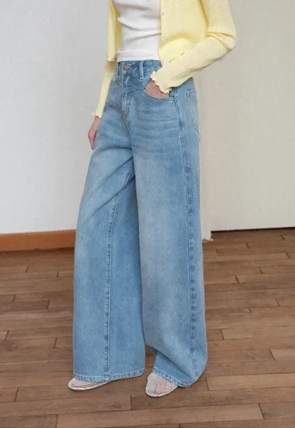 High Waist Wide Leg Denim Jeans