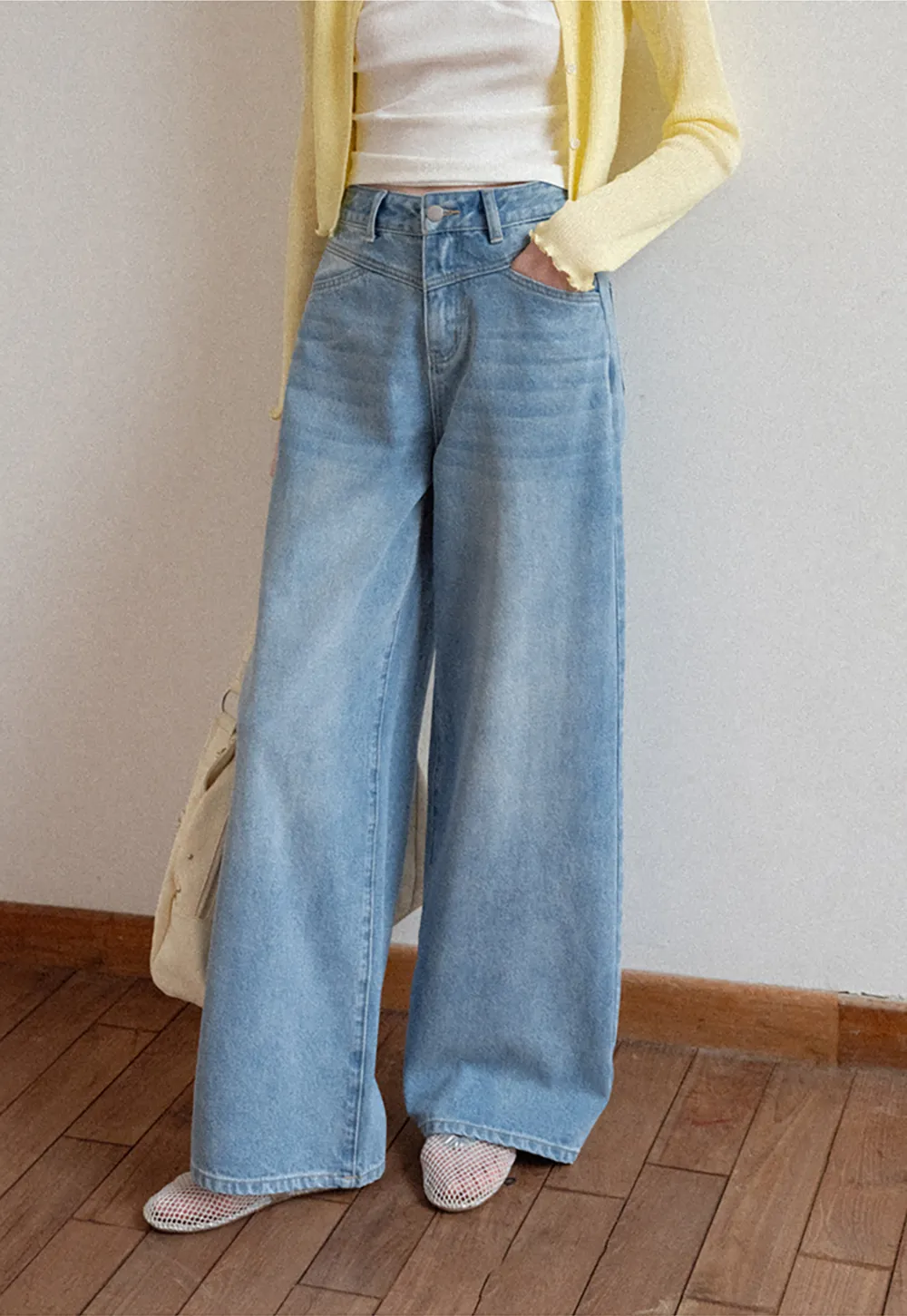High Waist Wide Leg Denim Jeans
