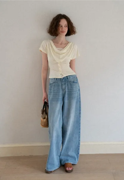 High Waist Wide Leg Denim Jeans