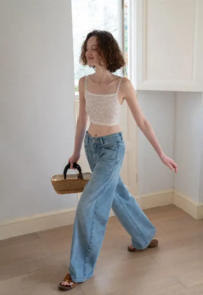 High Waist Wide Leg Denim Jeans