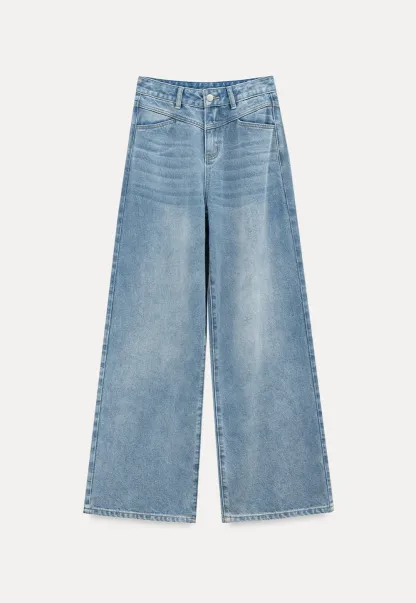 High Waist Wide Leg Denim Jeans