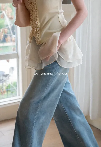 Wide Leg High Waist Denim Jeans