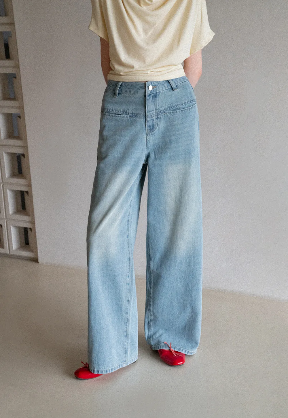 High Waist Wide Leg Denim Jeans