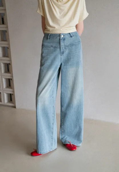 High Waist Wide Leg Denim Jeans