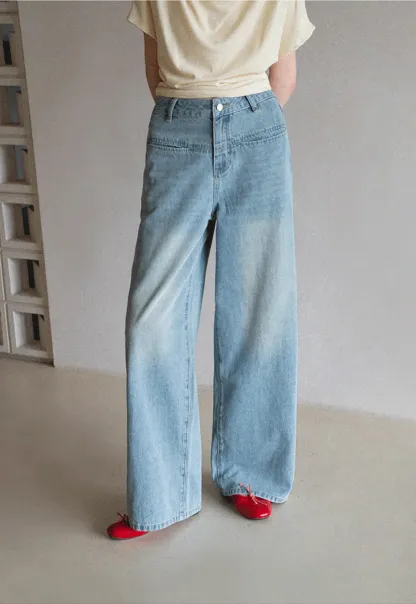 High Waist Wide Leg Denim Jeans