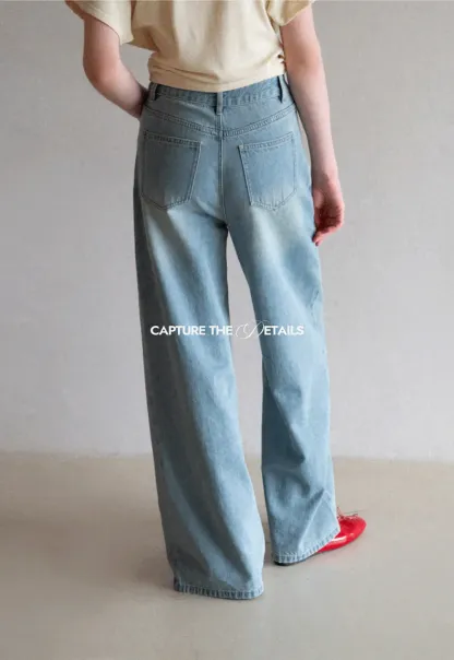 High Waist Wide Leg Denim Jeans