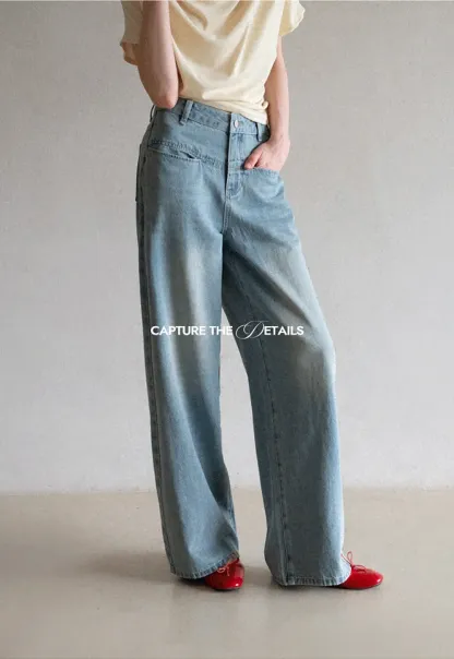 High Waist Wide Leg Denim Jeans