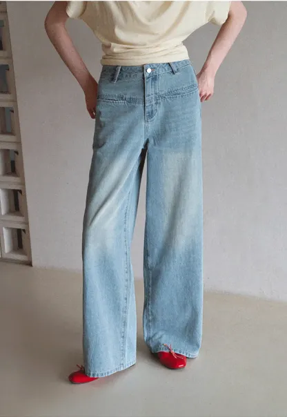 High Waist Wide Leg Denim Jeans