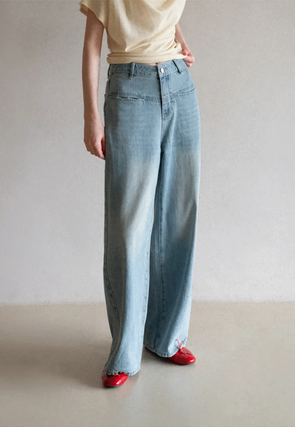 High Waist Wide Leg Denim Jeans