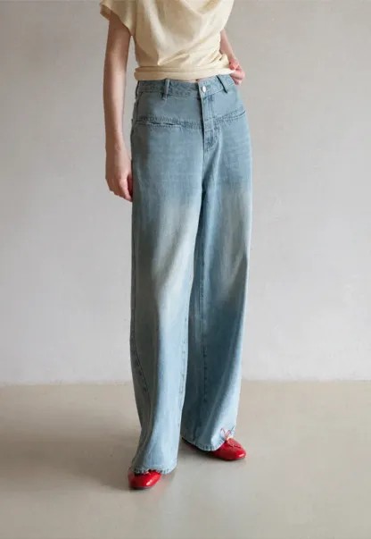 High Waist Wide Leg Denim Jeans
