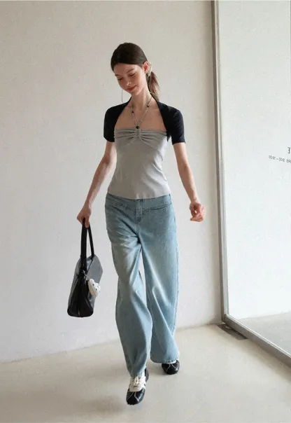 High Waist Wide Leg Denim Jeans