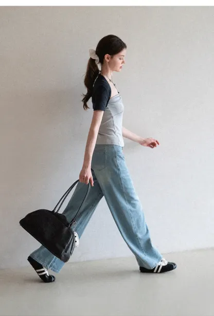 High Waist Wide Leg Denim Jeans