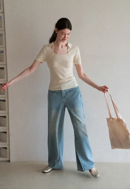 High Waist Wide Leg Denim Jeans