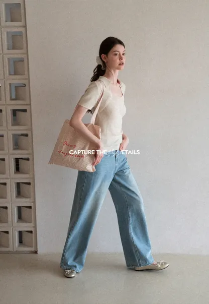 High Waist Wide Leg Denim Jeans