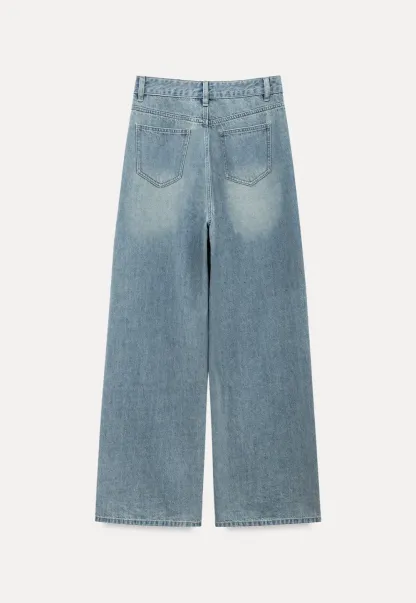 High Waist Wide Leg Denim Jeans