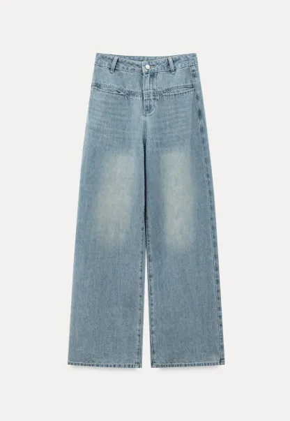 High Waist Wide Leg Denim Jeans