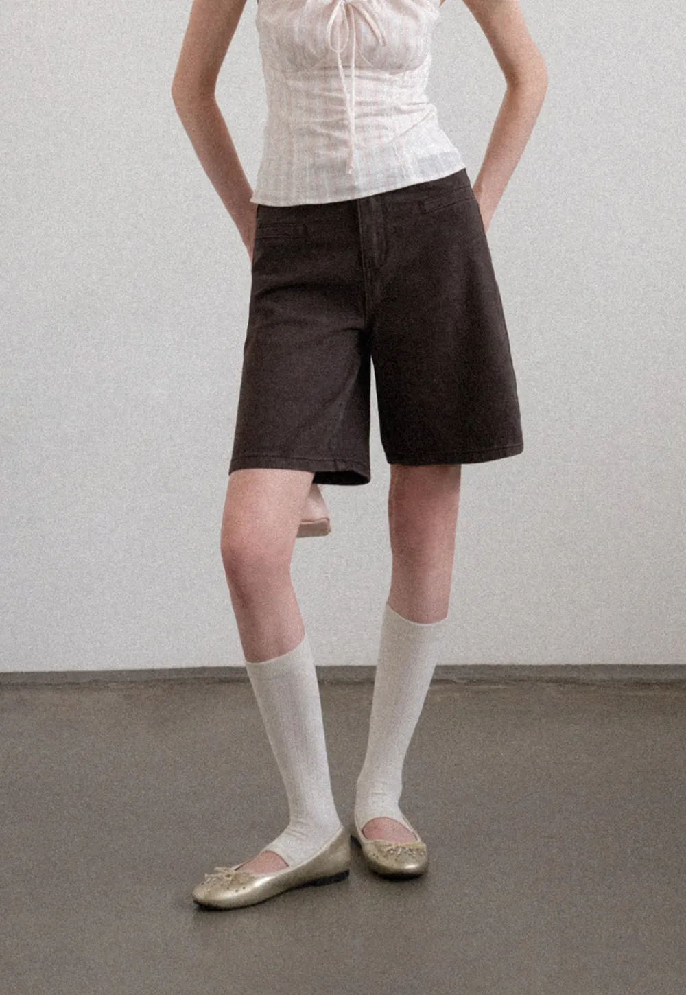 High Waist Cropped Denim Shorts