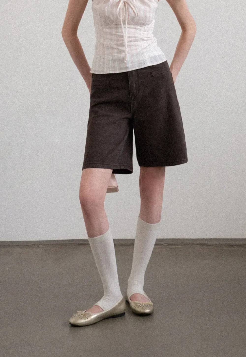 High Waist Cropped Denim Shorts